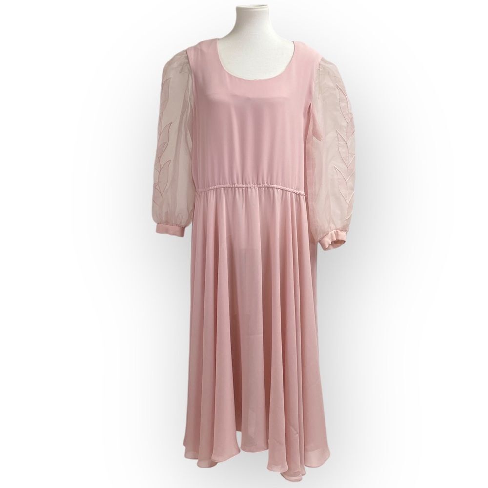 Vintage 1960’s Parnes Feinstein 3/4 sleeves pink midi dress. Retro party prom